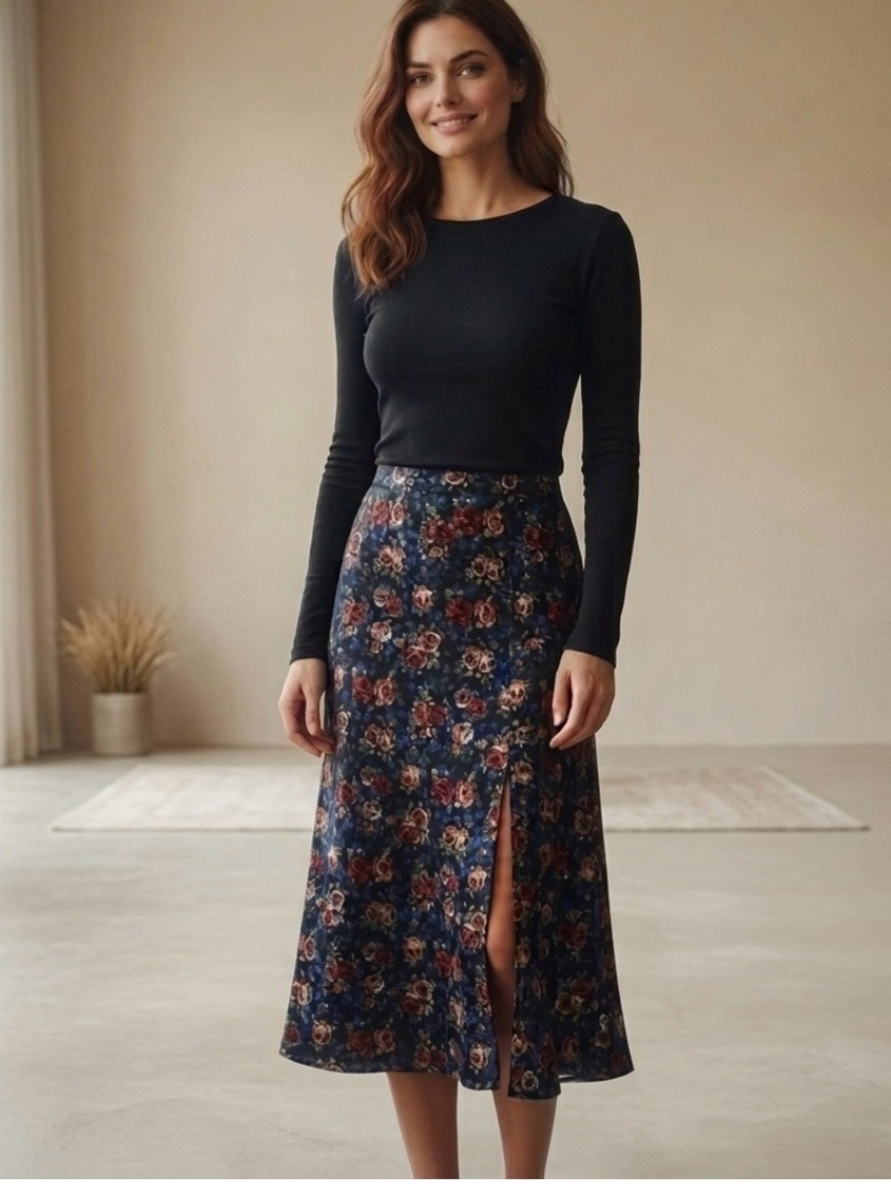 Lioness Summer Thing Ankle Midi Floral Skirt, Blue/Red, Size XS, NWT - Picture 2 of 13
